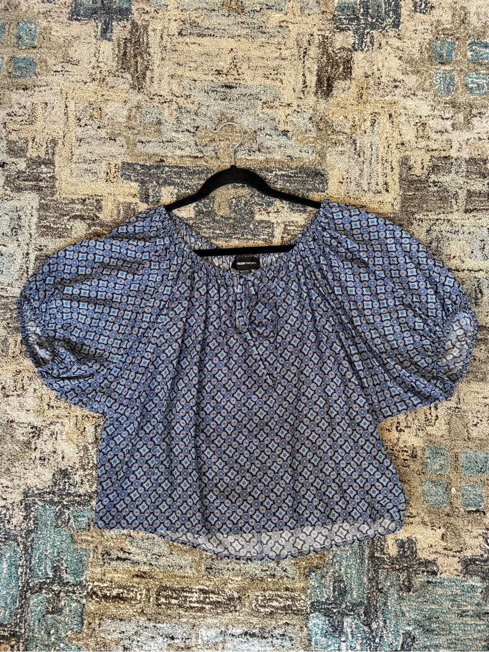 Fifteen Twenty Blue Geometric Peasant Top